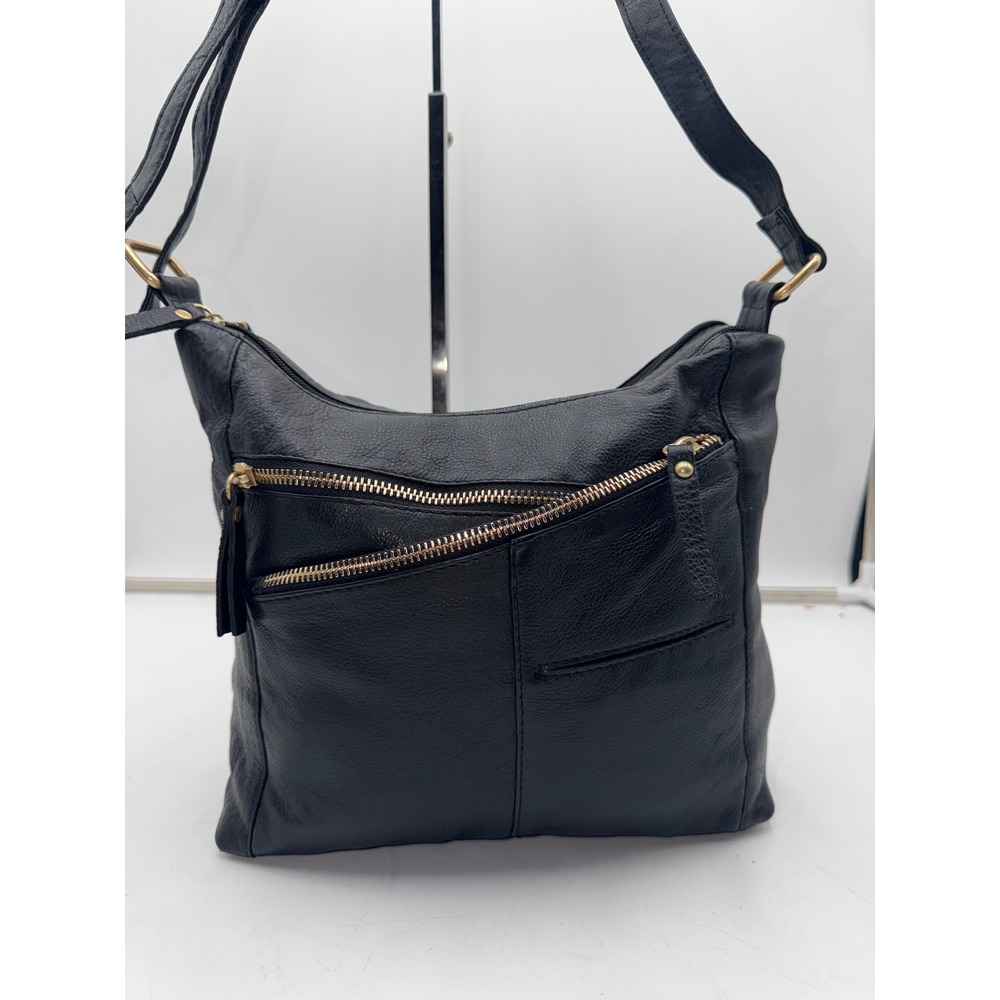 Great American Leather Works Black Pebbled Leather Crossbody Organizer Bag